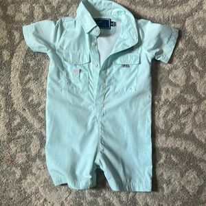 Properly Tied baby boys 12m romper fishing vent in the back
